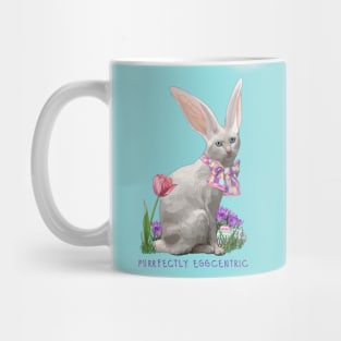 Purrfectly Eggcentic Easter Bunny Kitty Cat Mug